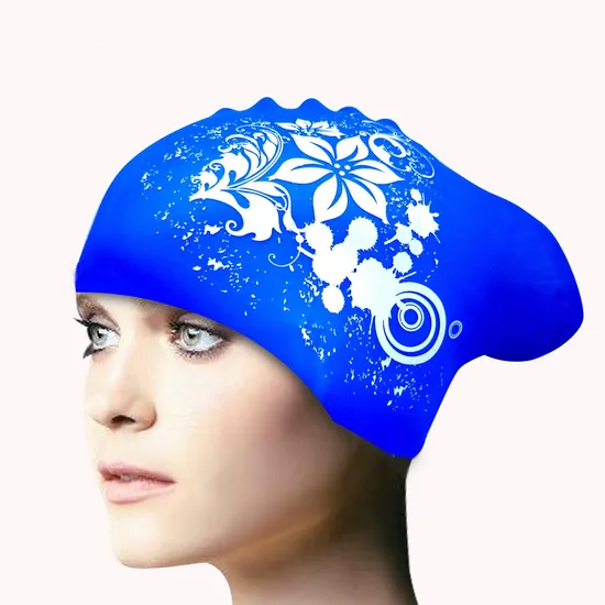 Bonnet de bain en silicone personnalisé pour filles aux cheveux longs